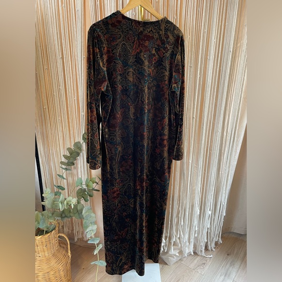 Diamond Tea Vintage Paisley Velvet Robe Housedress - Picture 11 of 11